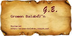 Gromen Balabán névjegykártya